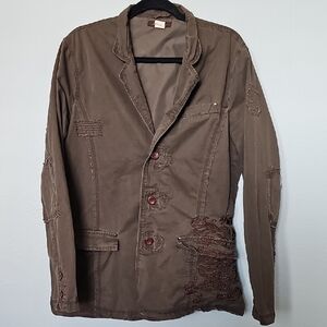 Johnny Max Medium Vintage Thrashed Embroidered Boho Button Front Jacket